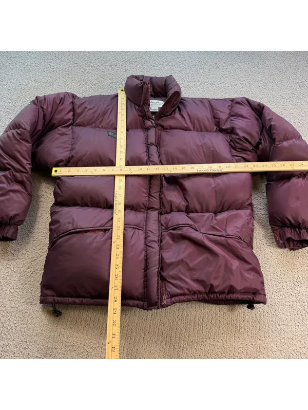 Vintage 90s Columbia Burgundy Goose Down Puffer Jacket Women’s L Oversized Japan - Image 3