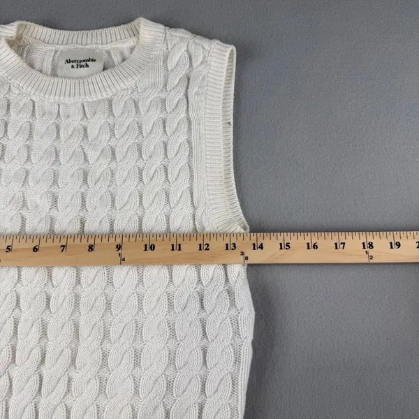 Abercrombie & Fitch Womens Cable Knit Sweater Vest Cream White XS Sleeveless Top - Image 6