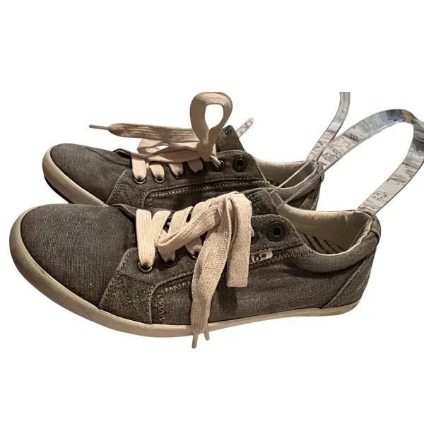 Taos Star Charcoal Wash Canvas Sneakers Tennis Shoes Cream Laces Women’s 8.5 - Image 3