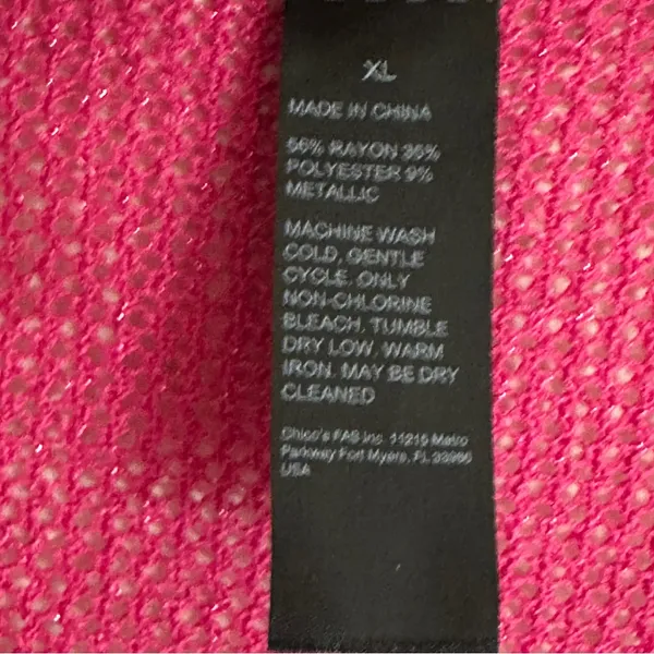 Chico's Black Label V-Neck Metallic Sweater Pink XL Women Shimmer Knit‎ Pullover - Image 6