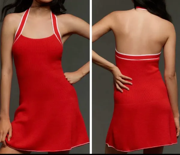 Anthropologie Daily Practice Halter Knit Mini Dress, Size L - Image 2