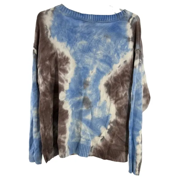 All Worthy tie dye L sweater cotton rayon casual neutral boho fall winter - Image 2