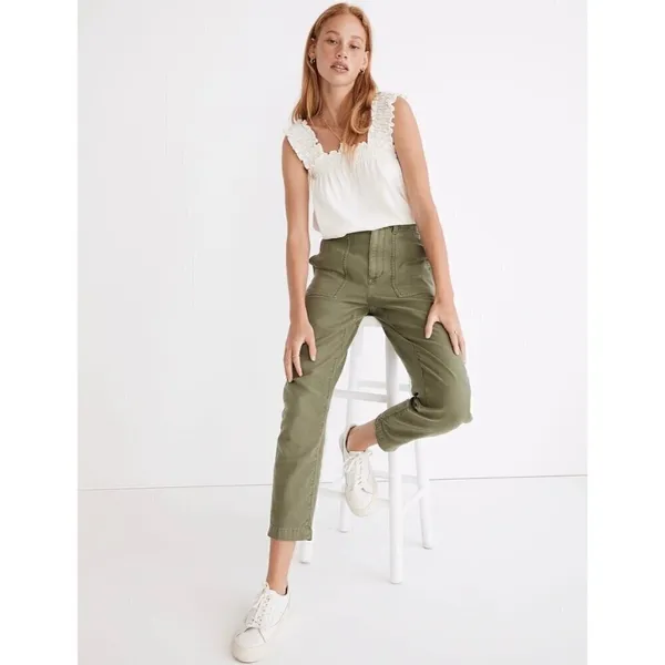 Madewell Griff Pants Plus Size 32 Green Utility High Rise Tapered Cargo Normcore - Image 12