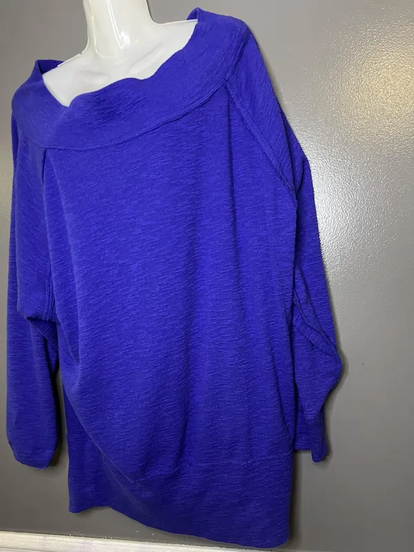 We The Free Sweater Tunic Womens Large Blue Boat Neck Lightweight Knit Raglan - Image 6