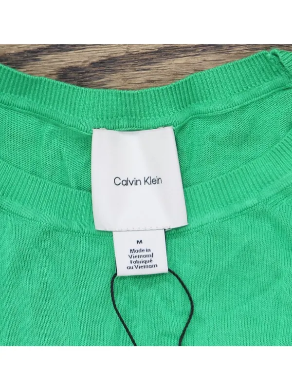 NWT Calvin Klein Fine Gauge Lightweight Short-Sleeve Sweater Blossom Green M - Image 7