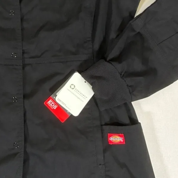 Dickies EDS Stretch Womens M Black Snap Front Scrub Jacket 85304A NWT - Image 5