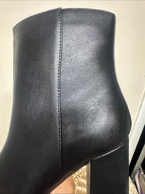 Thompson by Macy Black Faux Leather Block Heel Ankle Boots - Image 11