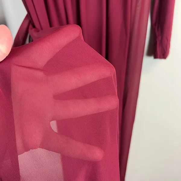 PinkBlush Maxi Dress Womens XL Maroon Off Shoulder Sheer A-Line Unlined Flowy - Image 8