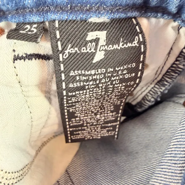 7 For All Mankind Flare Jeans in Blue with Stripes‎ Size 25 - Image 6