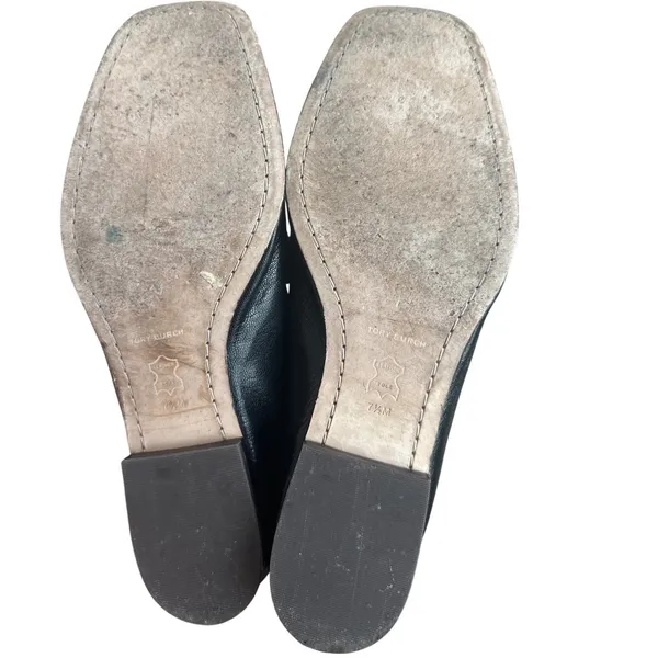 Tory Burch Perrine Loafer Black Leather Horsebit Enamel Gold Size 7.5 - Image 7