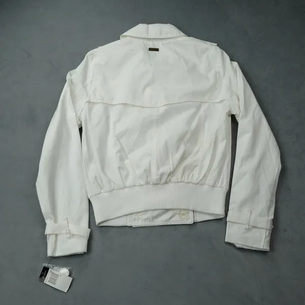 Sean John Jacket Double Breasted Bomber Medium White Cotton Blend Y2K - Image 8