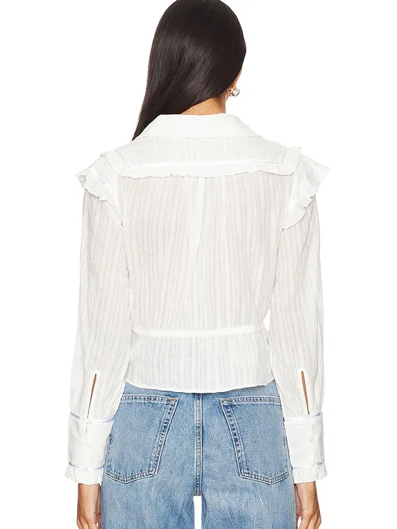 Free People Solid Daybreak Cottage Dainty Classic Blouse in Optic White - Image 3