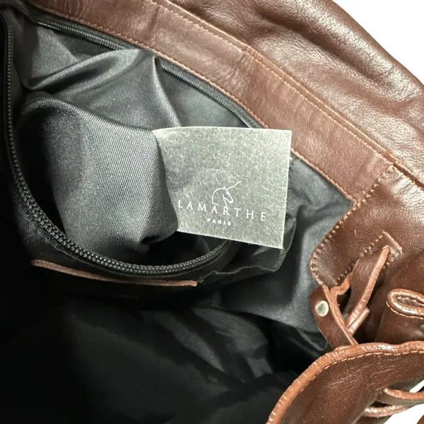 Lamarthe Paris Soft Leather Bag Brown Slouchy Hobo Studded Y2K‎ Made In Romania - Image 11