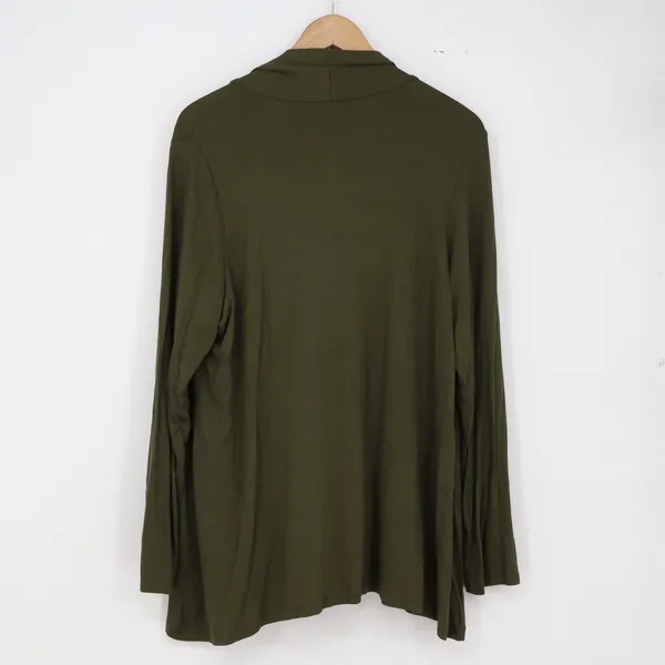NY Collection Cardigan Women 1X Olive Green Open Front New - Image 8