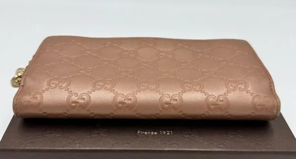 GUCCI Metallic Guccissima Continental Wallet Pink - Image 9