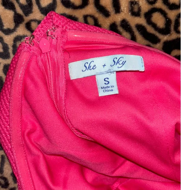 She & Sky Hot Pink Off-The-Shoulder Dress - Image 5