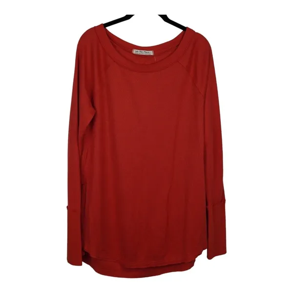 We The Free People Red Thermal Top Women Medium Thumbhole Slit Gorpcore - Image 3