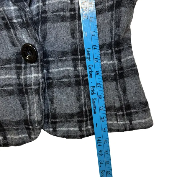 Tribal Womens Grey Black Plaid‎ Single Button Blazer Jacket Size 6 Professional - Image 6