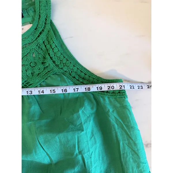 BTFBM‎ Green Crochet Lace Tiered Sleeveless Mini Dress NWT Boho Summer Halter - Image 11