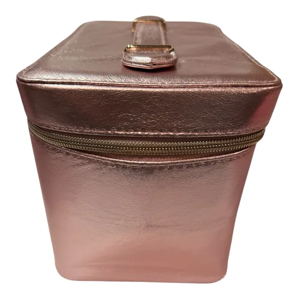 Lancôme Metallic Rose Gold Cosmetic Train Case | NWOT | Large Vanity Organizer - Image 3