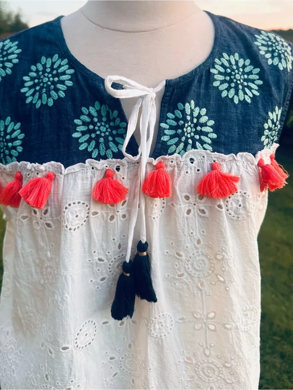 THML Sleeveless Boho White Eyelet Top - Image 8