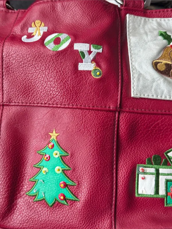 Rosetti Festive 'Joy' Patch Red Tote with Holiday Appliqués - Image 2
