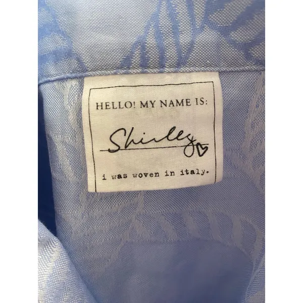Frank & Eileen Shirley Button Up Top in Blue Nautical Rope Print Italian Cotton - Image 7