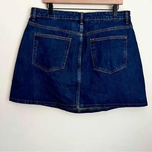 Reformation Lydia High Rise Denim Mini Skirt dark wash blue 32 - Image 3