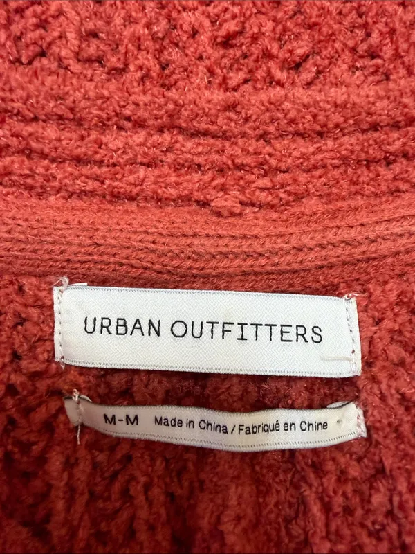 Urban Outfitters Ribbed Cozy Cropped Button Front Cardigan Sweater Burnt Orange - Image 7