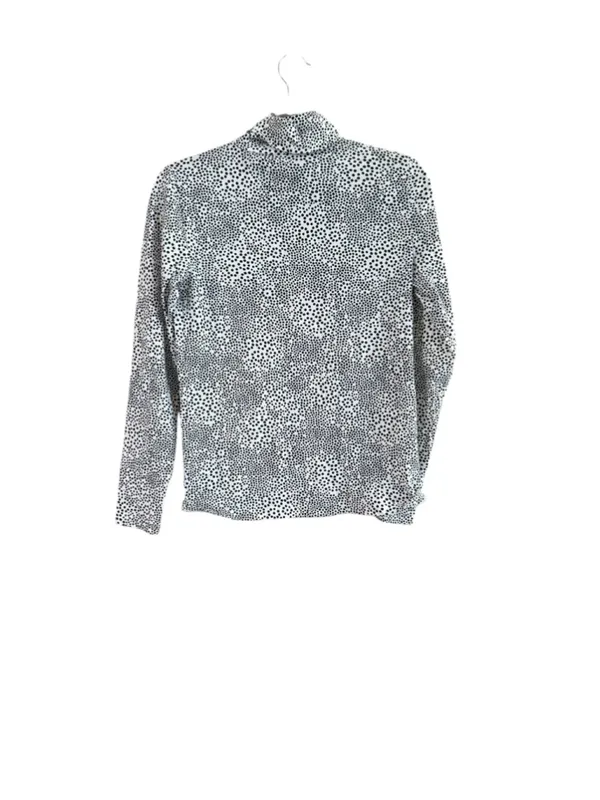 Women's J.Crew Long Sleeve Mock Neck Tee, Size M, White and Black Polka Dot - Image 9