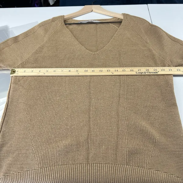 Athleta Hanover Sweater‎ Womens Size M Extra Fine Merino Wool Blend V-Neck Brown - Image 13