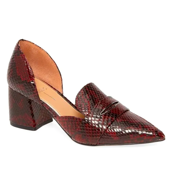 Linea Paolo Cache Burgundy Snakeskin D’Orsay Block Heel Pumps Women’s 5 NWOB - Image 3