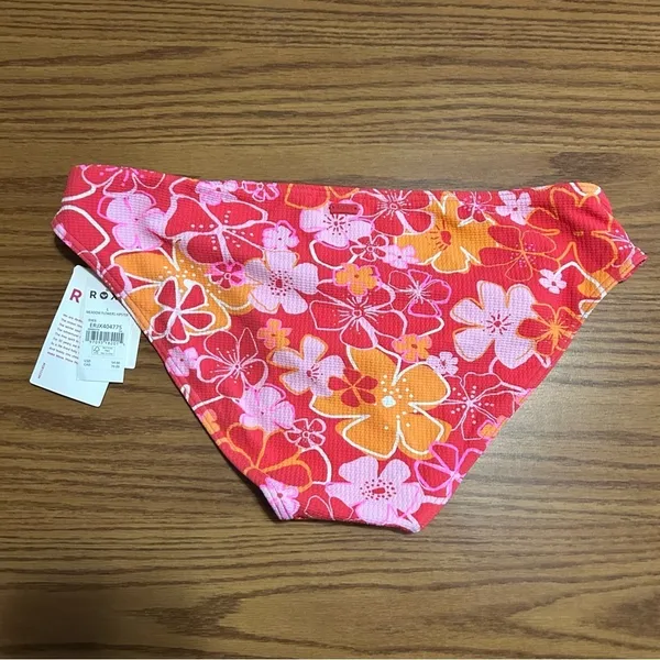NWT ROXY Women's Swim Bikini Bottom Hipster Pink Floral Meadow Flowers Size L - Image 4