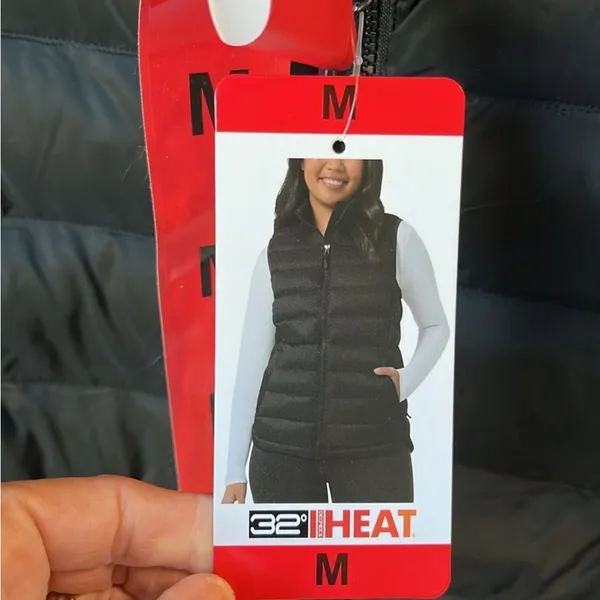 32 Degrees Heat Black Puffer Vest Ski Jacket Full Zip Womens Medium Sleeveless - Image 10