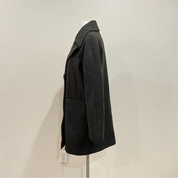 Vince Camuto Dark Olive Green Double Breasted Wool Blend Peacoat Coat Sz Medium - Image 5