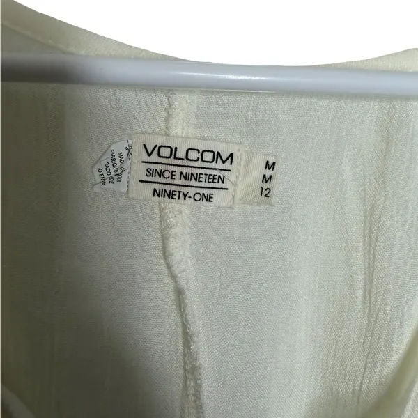 ✨🤍 Volcom Ivory Boho Smocked Waist Peasant Mini Dress Size‎ M 🤍✨ - Image 3