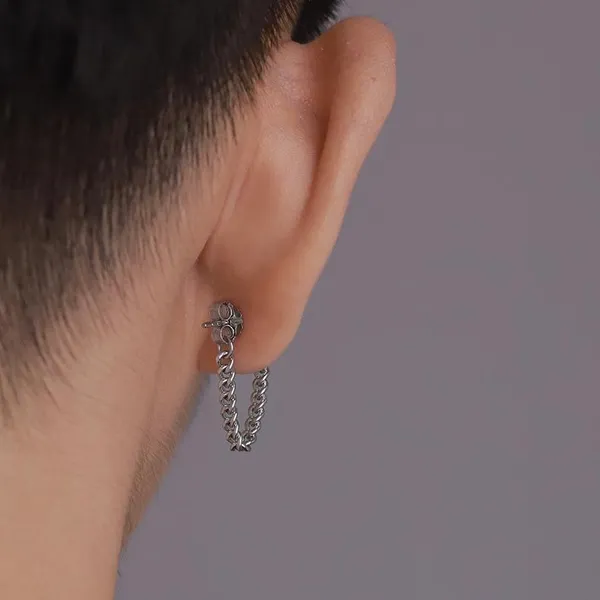 925 Silver Plated Tassel Chain Dangle Drop Earrings for Men Women - Image 4