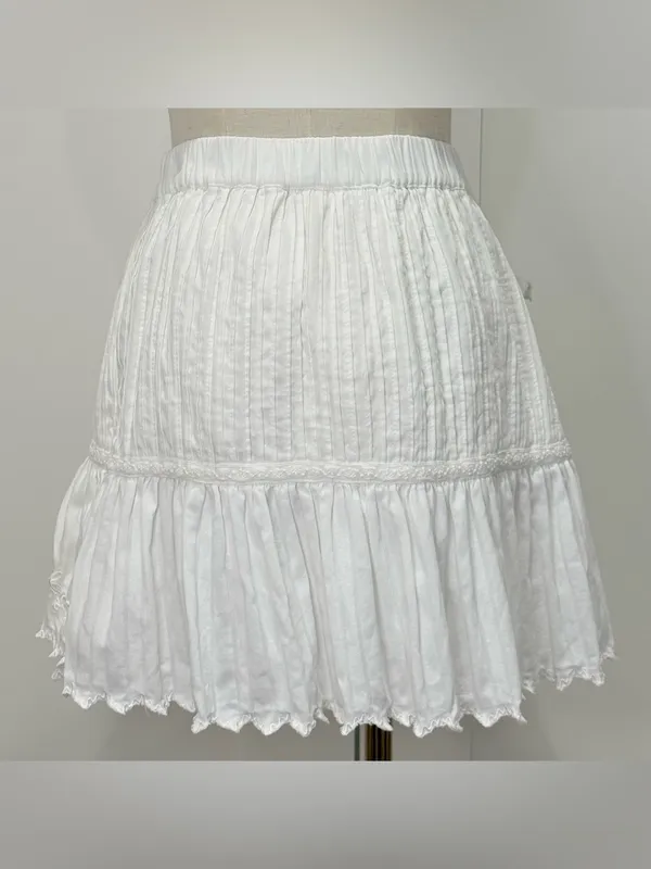 LoveShackFancy Madrid Ruffle Mini Skirt Small White Coquette Feminine Dainty - Image 3