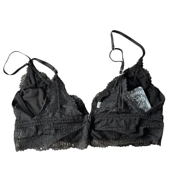 FREE PEOPLE Black Alyssa Lace Plunge Underwire Bra Bralette Crop X-Small NWT - Image 5
