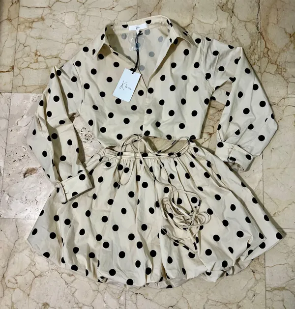Boutique K Lesis Polkadot cropped wrap shirt and balloon skirt - Image 4