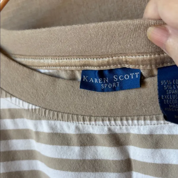 FINAL MARKDOWN Karen Scott Striped Beige and White Top medium - Image 4