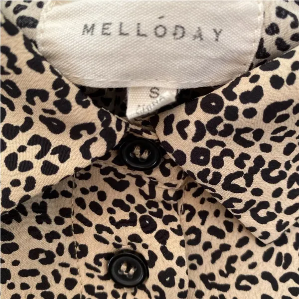 Melloday Midi Dress Small Animal Print Belted Shirt Dress Career Office Work - Image 10