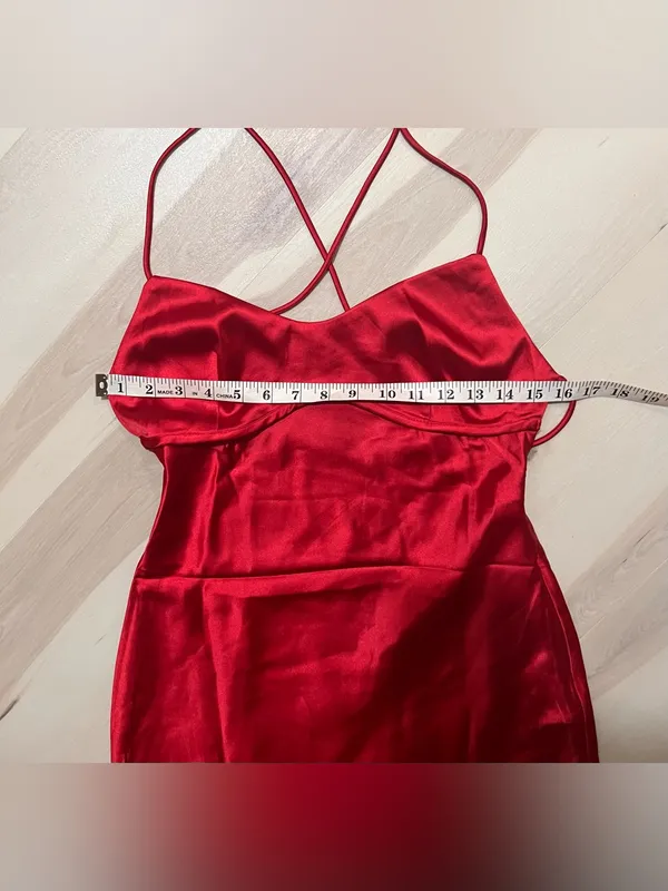 Babyboo NWT Medium Vibrant Red Satin Maxi Dress Elegant Baddie Formal Party - Image 8