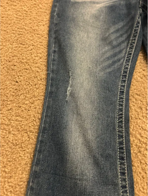 E281 copper flash 10 curvy mid rise bootcut jeans sparkle cute comfy - Image 3