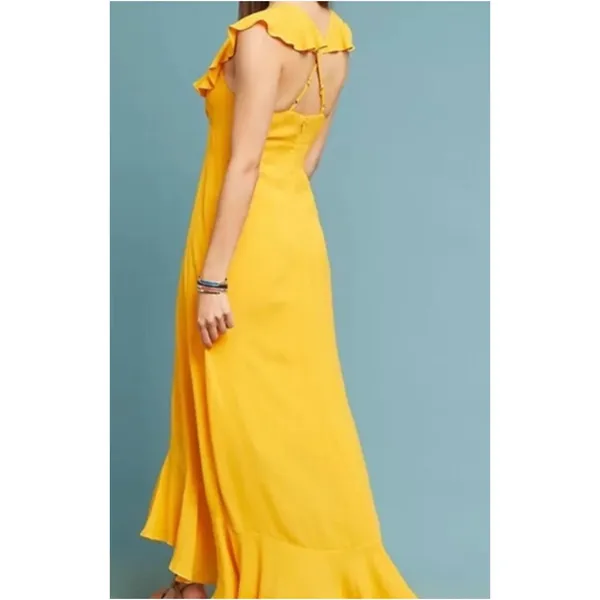 Anthropologie Larke Belle ruffle maxi dress in Marigold Women's sz. 2P - Image 2