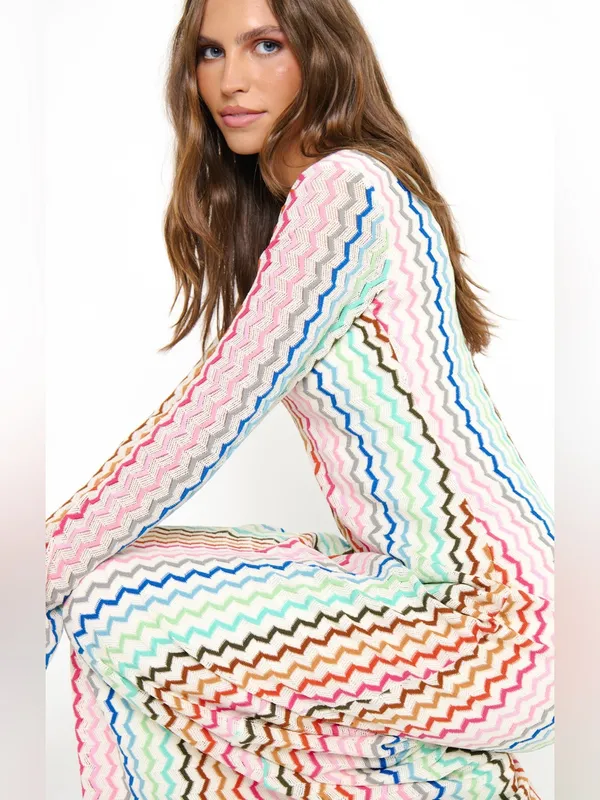 NWT Show Me Your Mumu Lopez Maxi Dress size Large L Rainbow Crochet Zig Zag - Image 4