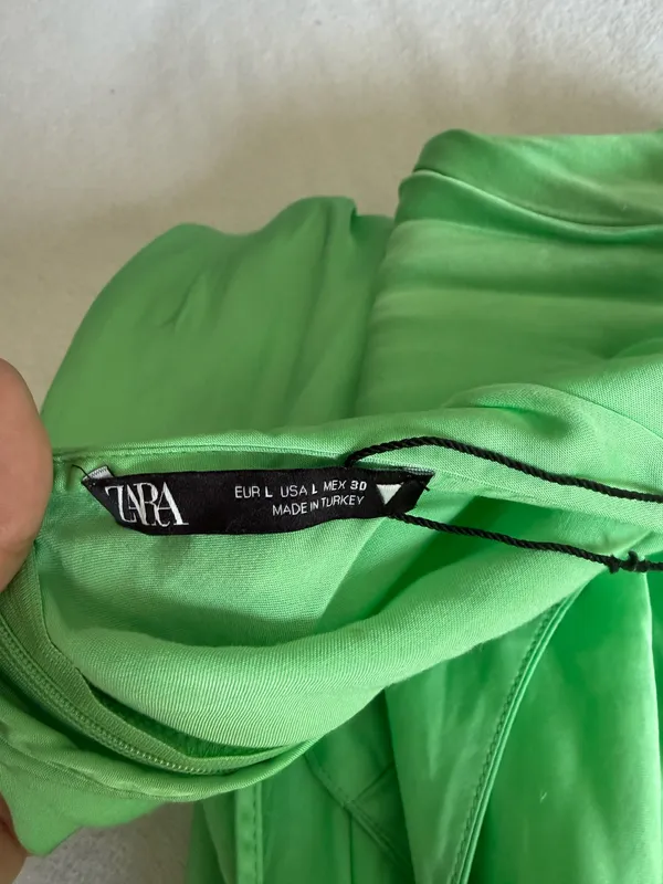 ZARA Satin Maxi Effect Dress Green - Image 5