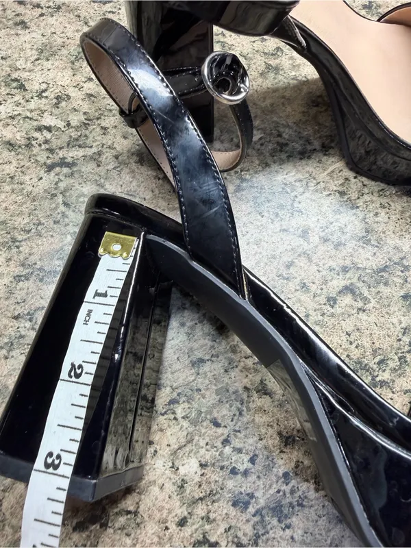 POP Casen Black Patent Platform Block Heel Sandals Women's Size 7 NWOB - Image 10
