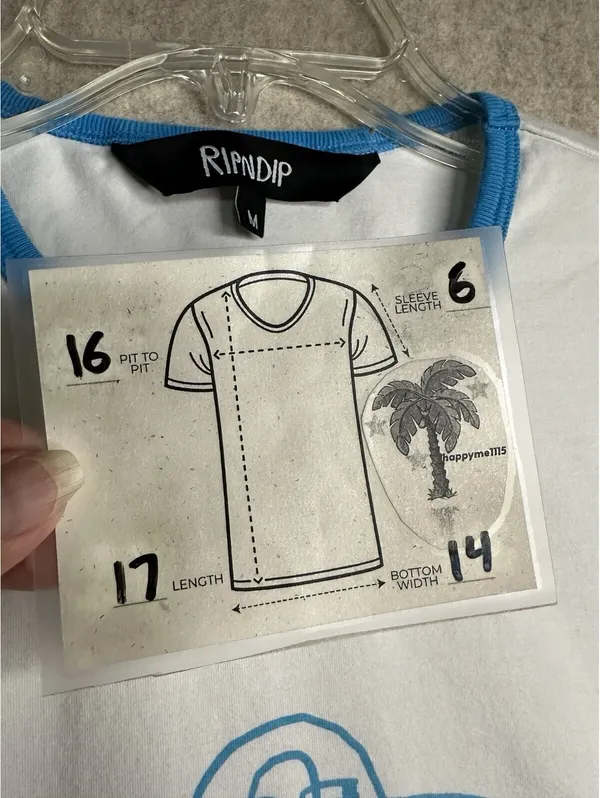 RIPNDIP Blonded Cropped Ringer Tee Women’s Med White Blue Alien Cat Logo - Image 5