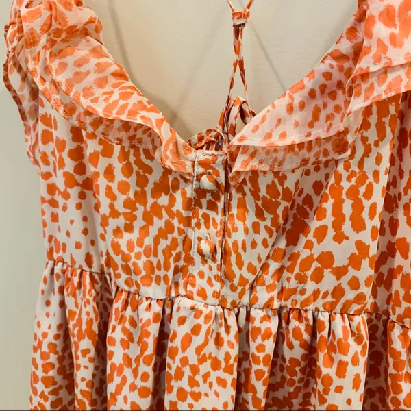 Orange Patterned Mini Sun Dress, size Large - Image 3